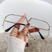 (GoldFrameClear)V8 anspruchsvolle quadratische Metall-Sonnenbrille mit Verlaufsgläsern für Mode und Sonnenschutz