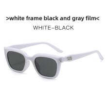 (WhiteFrameBlackGrey)Michael stilvolle Cat Eye Sonnenbrille mit UV400 mit PC-Gläsern Sommer für