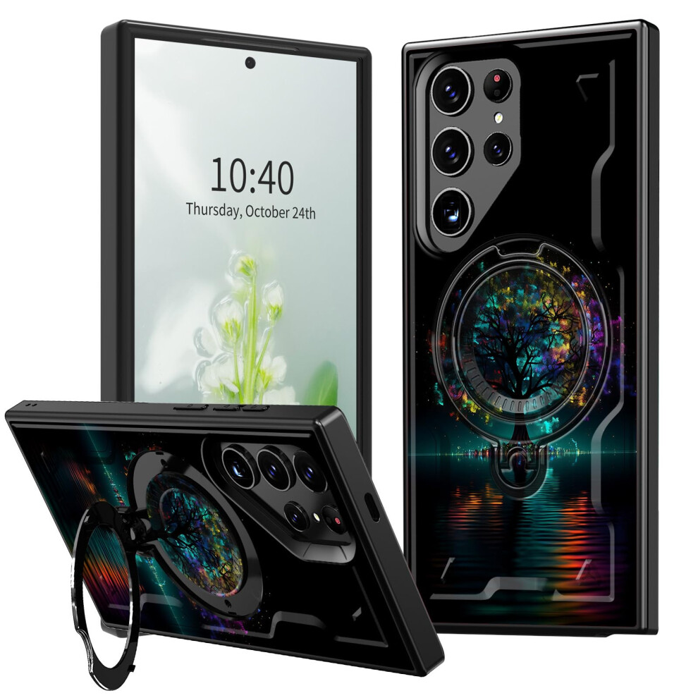 Case For Samsung Galaxy S23 Ultra And S22 Ultra With 360 Rotatable Ring Kickstand, Shockproof Full Protection Cover 9073542736004