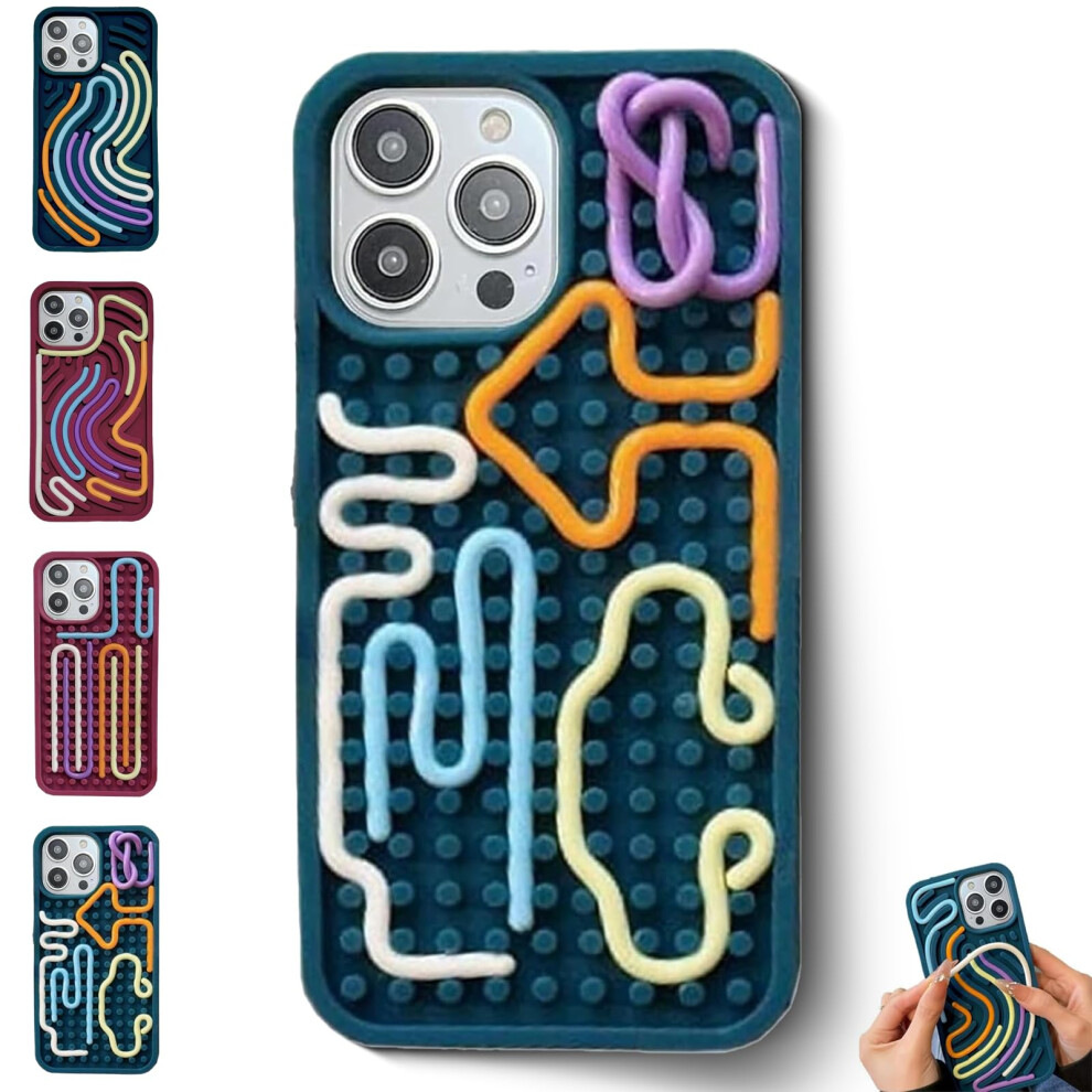 Silicone Case For Iphone 15 Pro With 3D Sensory Decompression Design, Shockproof NonâSlip Grip, Blue 9330225039006