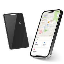 Bluetooth Wallet Tracker Card with Smart iOS Tracking, Wireless Charging, Ultra Thin GPS Finder for Luggage and Passport (Matte Black)