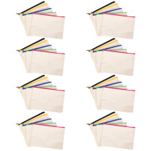 40Pcs Canvas Cosmetic Bag Canvas Zipper Bag Pencil Case DIY Travel Handmade Bag DIY School Multicolor Zipper