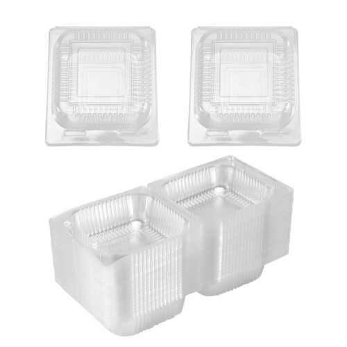 100Pcs Single Individual Cake Slice Boxes Dessert Containers Cheesecake Boxes Stackable Square Boxes Clear Food Boxes