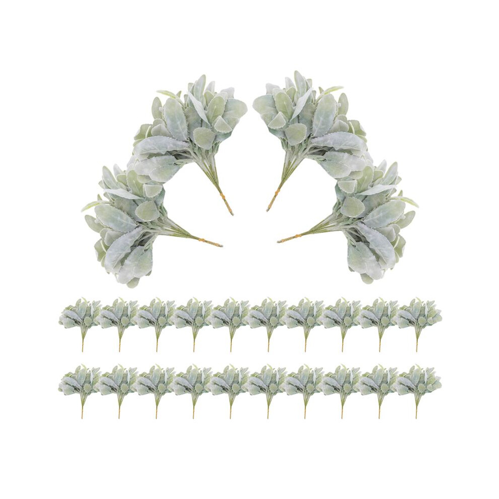 24 Pcs Artificial Flocked Lambs Ear Greenery Stems Faux Lambs Ear Stems Lamb's Ear Faux Greenery Decor Artificial Grey/Green Tauoh