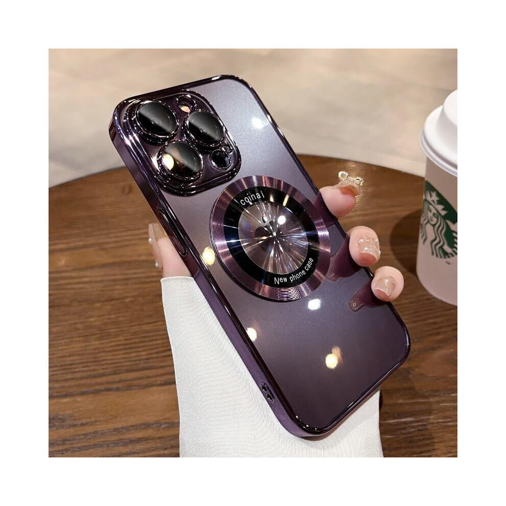 Magnetic Wireless Charging Case For Iphone 15 Plus, Slim Matte AntiâScratch Clear Shockproof Cover Deep Purple 9330225039242