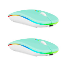 Wireless Bluetooth Mouse 2 Pack, Dual Mode 2.4GHz and Bluetooth 5.2 Ergonomic Rechargeable Laptop Mouse