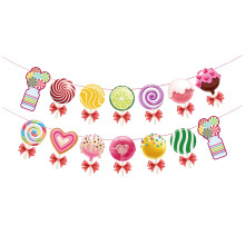 Candyland Party Decorations Set,Colorful Candyland Banner&Candy Themed Party Hanging Swirls Lollipop Decoration