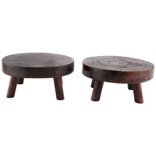 Espositore per Sgabello in Legno da 2 Pezzi, Supporto per Piante Rotondo da 8 Pollici Supporto per Vasi per Fiori in Legno per Piante per Interni Ed
