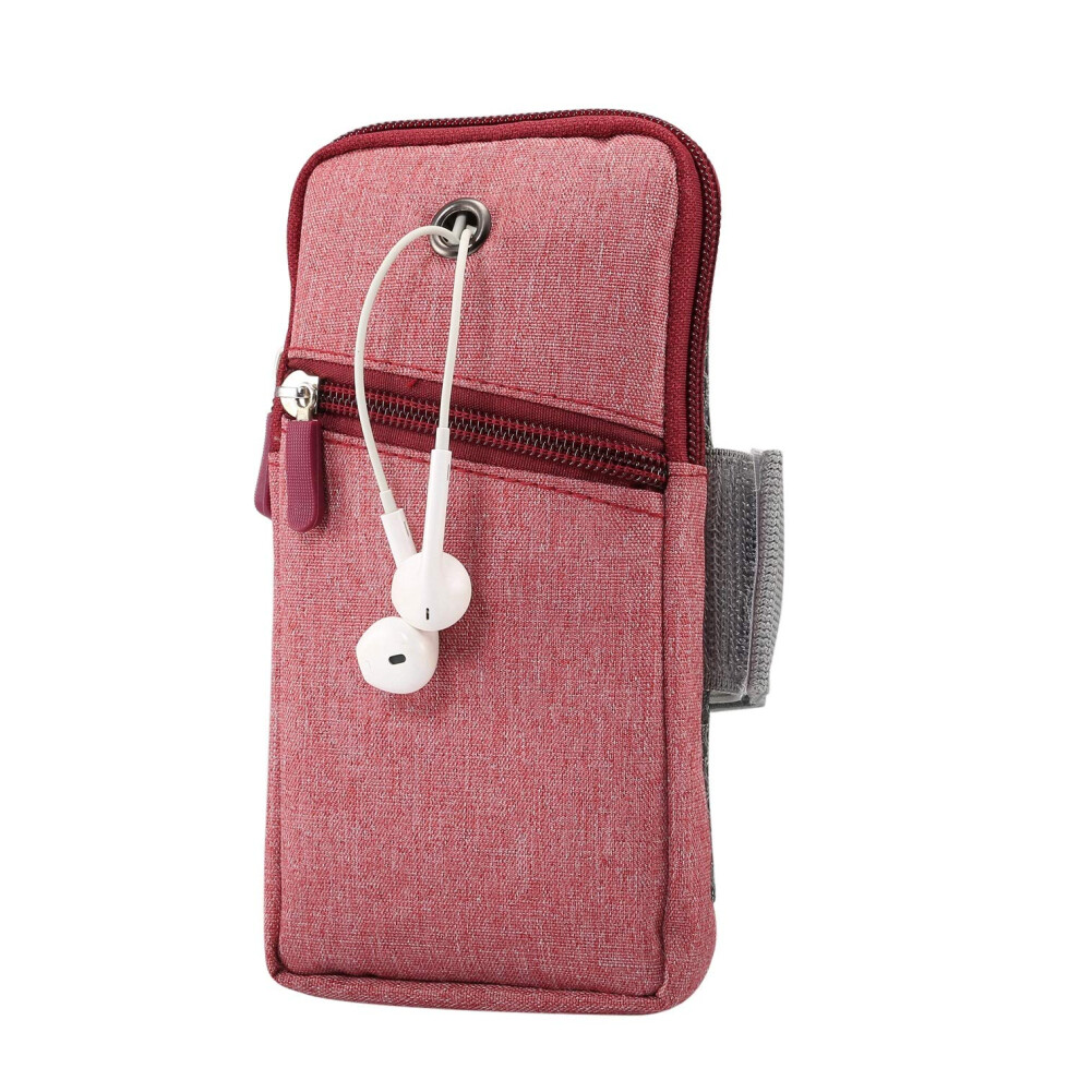 Running Armband Phone Holder With Dual Pockets Sweat Resistant Gym Arm Bag For Iphone And Samsung Red 9330225039297