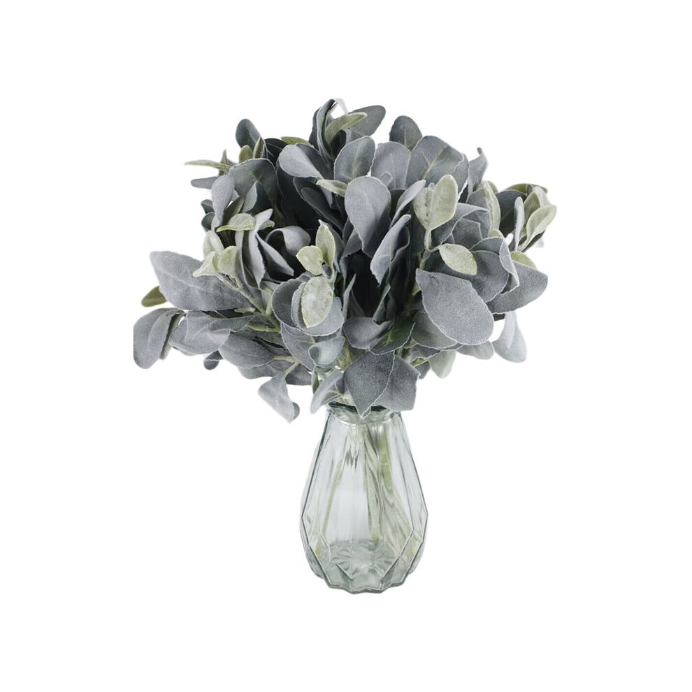 15 Pcs Artificial Flocked Lambs Ear Greenery Stem Faux Lamb's Ear Branches Picks Rustic Wedding Centerpiece Grey/Green Tauoh