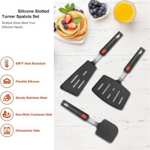 Silicone Spatula, Turner, 600F Hittebestendig, Perfect voor Het Omdraaien van Eieren, Hamburgers, Pannenkoeken, Pannenkoeken en Meer (3 Stuks)