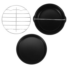 Cake Cans, Pizza Pan, 3Pcs/Set Steel Round Air Fryer Oven Slow Cooker Accessories Baking Cake  for Home Kitchen