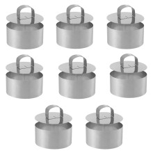 8 Pcs Cooking Ring Set,Stainless Steel Cake Mold,Baking Mold with Press Cover,for Cooking Crumpets/Mousse/Desserts
