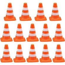 14 Pieces Triangle Cone, Simulation Safety Cone Road Parking Signs Roadblock, Small Signs
