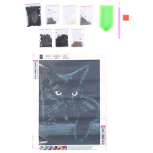 Dier Zwarte Kat Diamant Schilderij, Ronde Diamant Borduurwerk Art Diamant Diy Handwerk Leuke Huisdier Puzzel