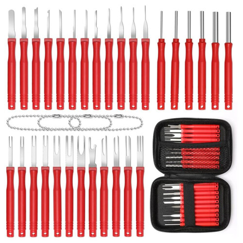 30+4P Terminal Pin Removal Tool Kit, Electrical Connector Depinning Tool Terminal Pin Extractor Kit Wire Release Tool