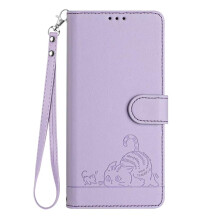 Leather Wallet Phone Case for Infinix Note 50 Pro 4G, Cat Pattern Flip Cover with RFID Blocking and Wrist Strap