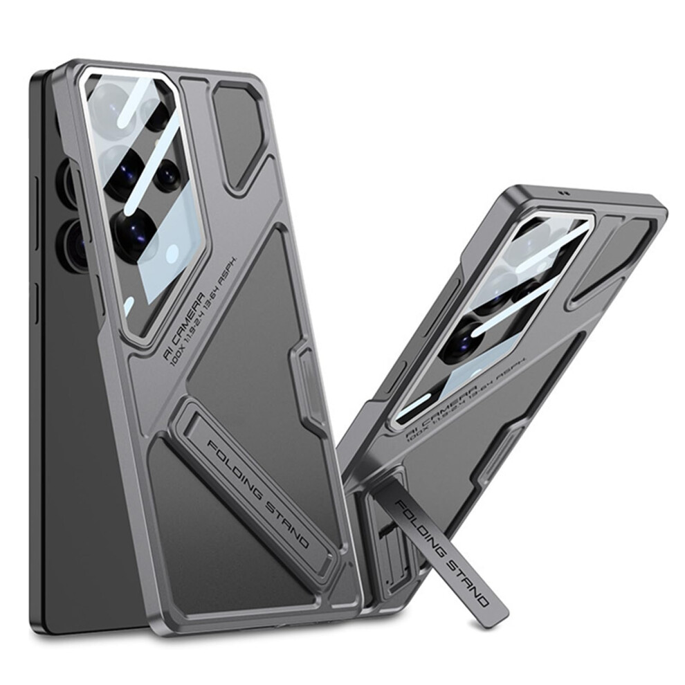 Case For Samsung Galaxy S25 Ultra, Ultra Thin Shockproof Cover With Fold Kickstand, Camera Guard, Gray 9330225039518