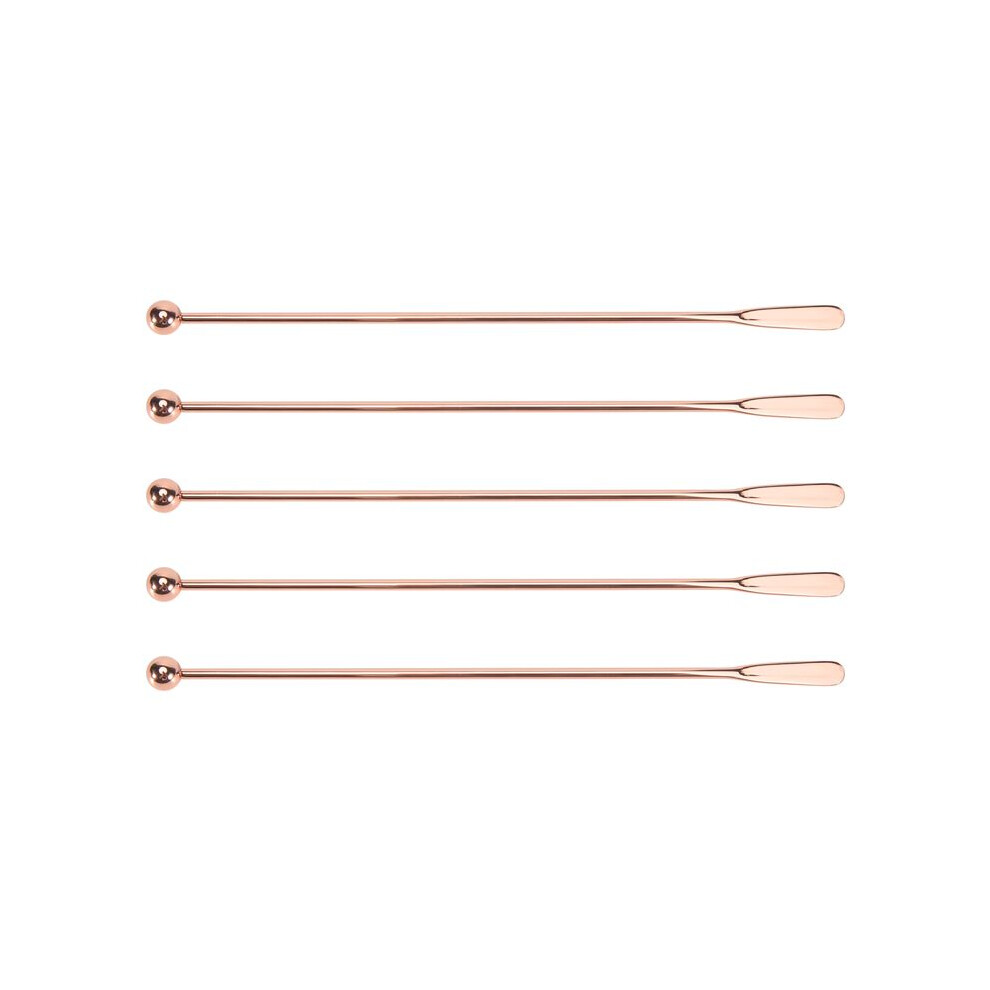 5Pcs Stainless Steel Stirrer Beverage Stirrers Stir Cocktail Swizzle Stick-Rose Gold-Straight Bar,19Cm 4713750110597