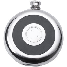 Round Stainless Steel Pocket Flask With Build-In Shot Glass 5Oz Hip Flask Mirror Polished Alcohol Bottles Black