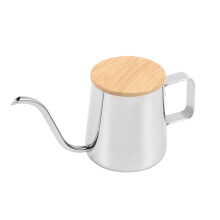 350Ml Long Narrow Spout Coffee Pot Gooseneck Kettle Stainless Steel Hand Drip Kettle Pour Over Coffee And Tea Pot With Wooden Cover