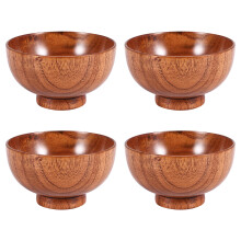 Bol en Bois de Style Japonais Jujube Bol à Riz en Bois Bol à Nouilles Bol en Bois Massif, DiamèTre 4,5 Pouces par 2-5 / 8 Pouces, pour Riz, Soupe,