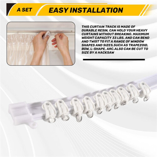 Flexible Bendable Ceiling Curtain Track, Ceiling Mount for Curtain Rail, Room Divider Ceiling Track for Curtains 9.8FT 2