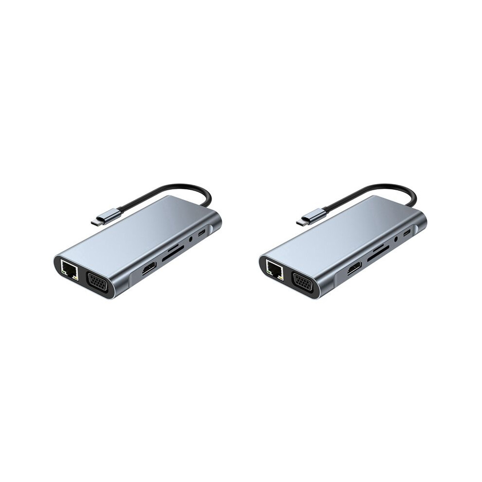 2X 11-In-1 Usb C Hub Docking Station 4K Type C To -Compatible Hub Adapter Usb-C To Vga Rj45 Pd 100W Usb Hub 4713332092921
