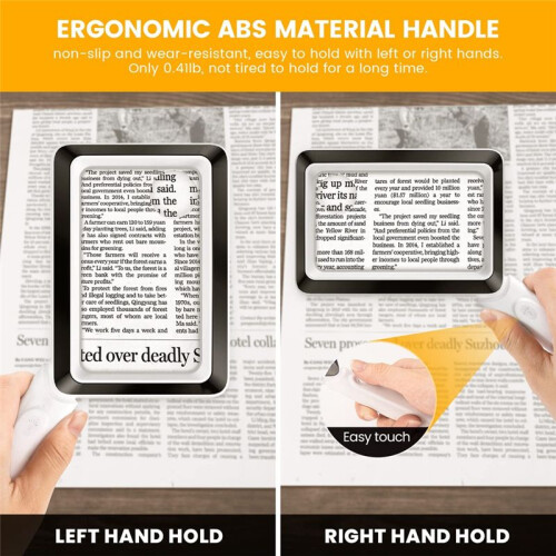 4X Rechargeable Magnifying Glass with Light 20LEDs, Handheld Rectangular Page Lighted Magnifier, 3 Brightness Modes 2