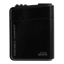 Nero 4X AA batteria di emergenza portatile del caricatore di potere del USB per telefoni cellulari
