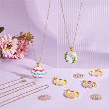 10 Pcs Round Bezel Pendant Trays, Cabochon Pendant Setting Bezel Blanks Setting Cabochon for Photo DIY Jewelry Making