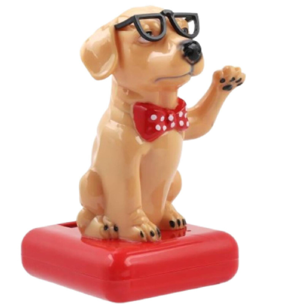 Solar Powered Dog Bobblehead Retriever Cute Waving Car Dashboard Ornament For Interior Golden 9771547071518