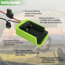 For 40V Lithium Battery Power Wheel Adapter Converter Adapter with Fuse & 14 AWG Wire for DIY Rc Car Toys