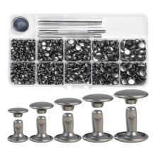 340 Sets Leather Rivet Kit Rivets Leather Double Hat Rivets Apparel Fabric for Repairing Clothes Shoes Bags Belts C
