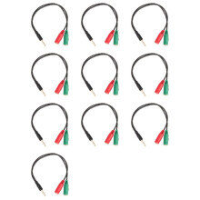 10Pc Cable Adapter 2 in 1 Splitter 4 Pole 3.5mm Audio Earphone Headset to 2 Female Jack Headphone Mic Audio Cable 3 Pole