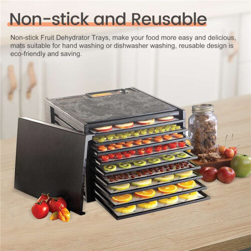 Silicone Dehydrator Sheets, Premium Non Stick Silicone Mesh for Fruit Dehydrator, Dehydrator Tray Reusable 12Pcs 2