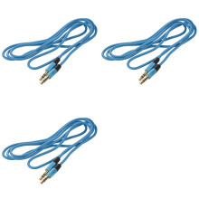 3X Cable Estereo de Audio de 3,5 mm Auxiliar Aux de Macho A Macho para PC para  MP3 Coche (Azul)