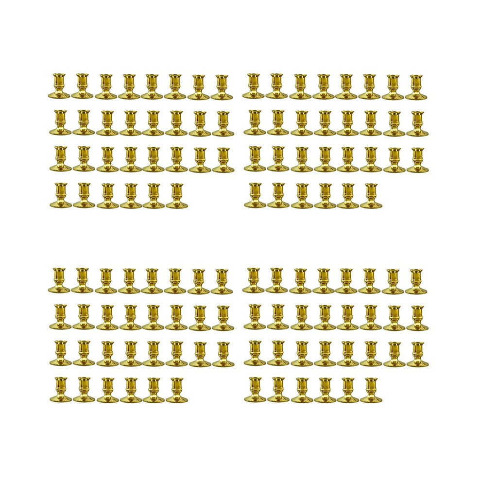 Brecantia Gold 120Pcs Pillar Candle Base Taper Candle Holder Candlestick Christmas Decor