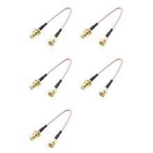 5X SMA Female SMA Male F / M Antenna Connection Cable Adapter Black + Gold