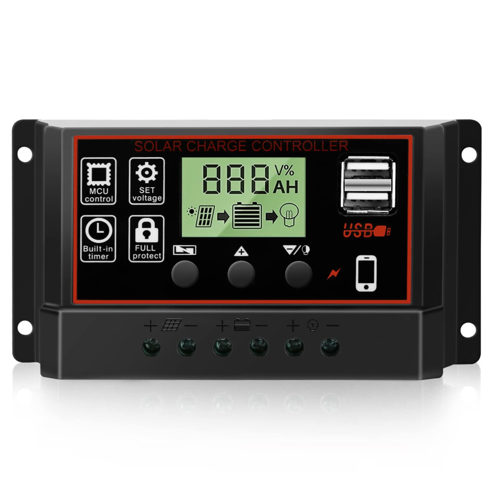 30A Pwm Solar Charge Controller 12V 24V With Dual Usb And Lcd For Off Grid Rv Boat Cabin 9771547071631