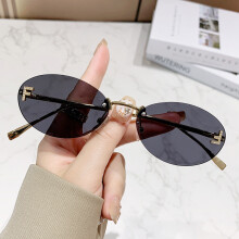 (GoldFrameBlackGray)Sommer-Sonnenbrille geometrisches elliptisches Gestell mit goldenen Metall- und Verlaufsgläsern für stilvolle Kleidung
