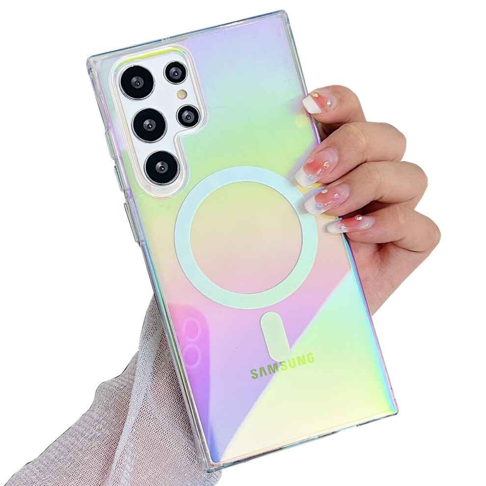 Galaxy S25 Ultra Case Magsafe Compatible Clear Laser Gradient Shockproof Slim Cover For Women 9330225039907