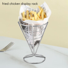4 Pcs French Fries Stand Cone Basket Fry Holder with Dip Dishe Cone Snack Fried Chicken Display Rack Food Shelves Bowl