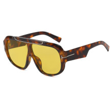 (TortoiseshellFrameYellow)Trendige Tstyle Pilotenbrille mit grauen Gläsern und Vollrahmen Design für Damen und Herren