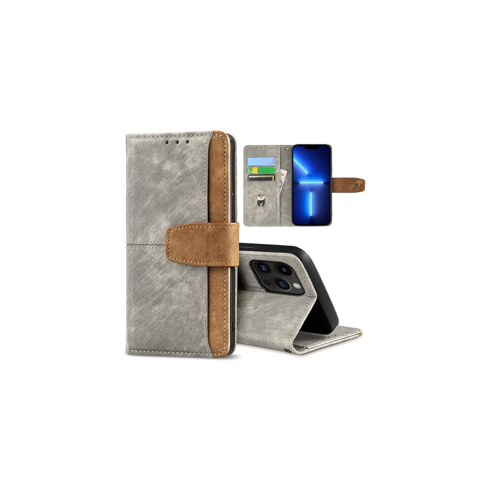 Leather Phone Holster Wallet Case For Realme Gt7 Pro 5G, Rfid Blocking Flip Cover With Card Holder And Stand, Gray 9073542736592