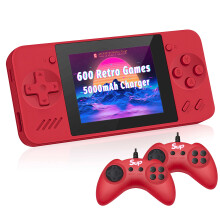 Handheld Retro Game Console with 600 Games and 5000mAh Fast Charging USB Power Bank Red