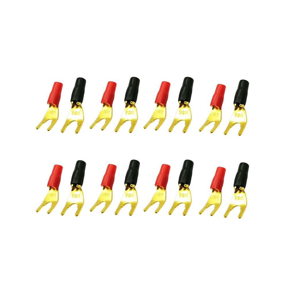 16Pcs/8Pairs "Y" "U" Spade Banana Connectors Gold Plated Solderless Fork Speaker Banana Plug Adapter 6032399979029