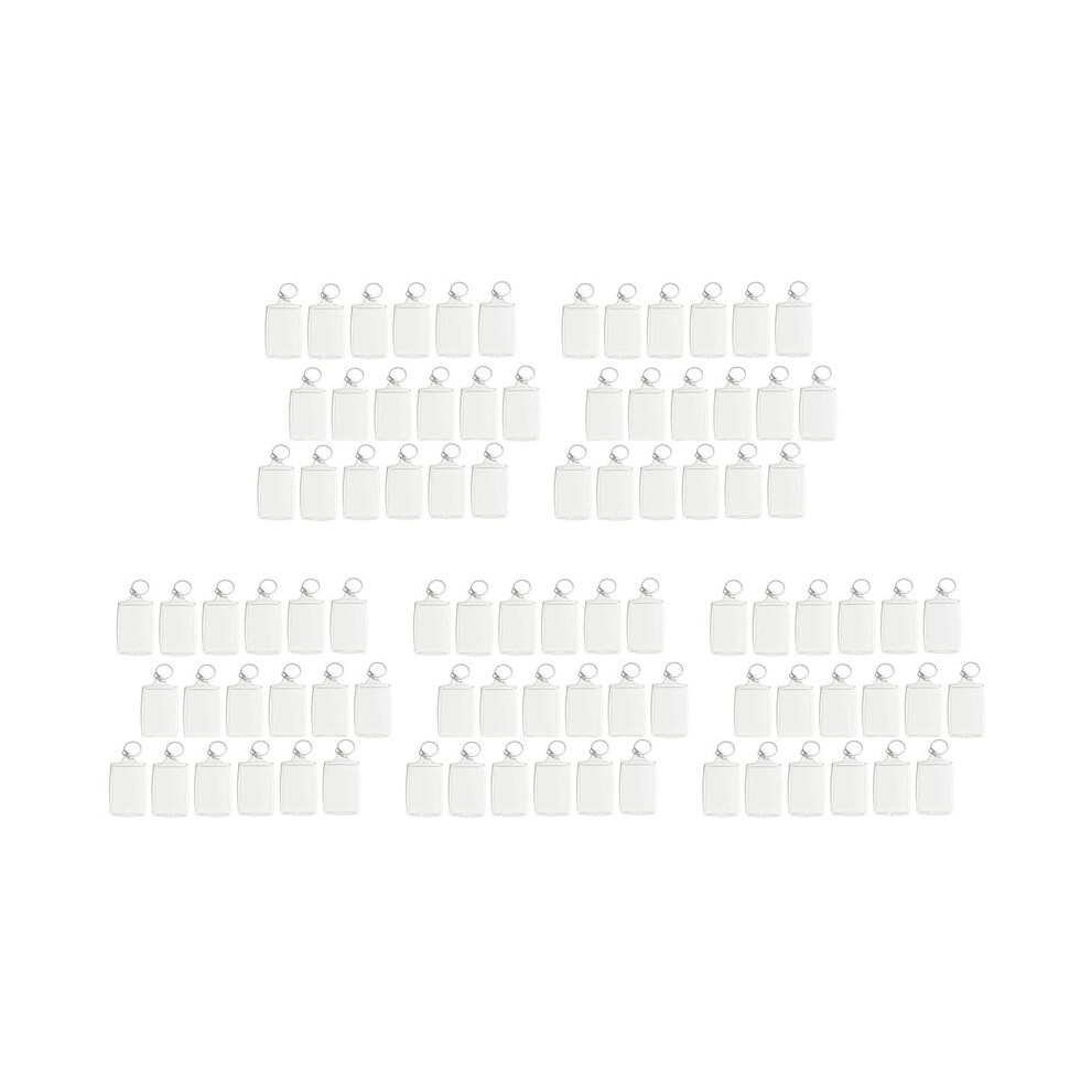 500Pcs Photo Keychain Rectangle Transparent Blank Acrylic Insert Photo Picture Frame Keyring Key Holder Diy Split Ring 6032401360791
