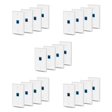 20x Cat6 Ethernet Wall Plate Outlet 1 Port RJ45 Network Female to Female Wall Coupler Jack Plate White &