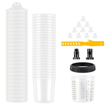Spray Gun Paint Mixing Cup H/O Quick Cup Airbrush Tank 20.3oz/600ML Disposable Cup with 3/8 Spray Gun Cup Adapter 25PCS